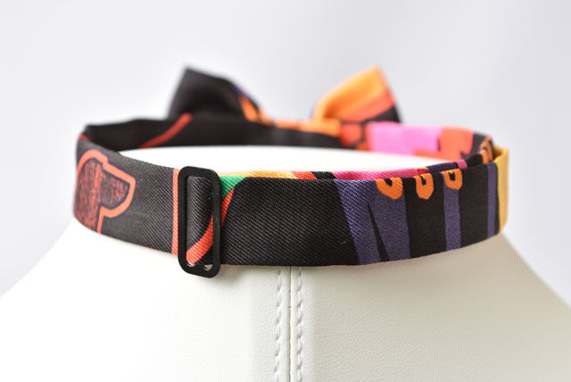 エルメス 蝶ネクタイ HERMES ボウタイ チョウタイ リボン バッグチャーム ブラック/パープルマルチ