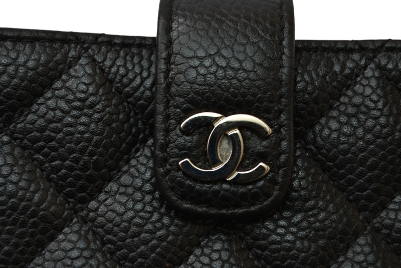 シャネル ポーチ/カードケース/コインケース CHANEL キャビアスキン ブラック/ボルドー【中古】
