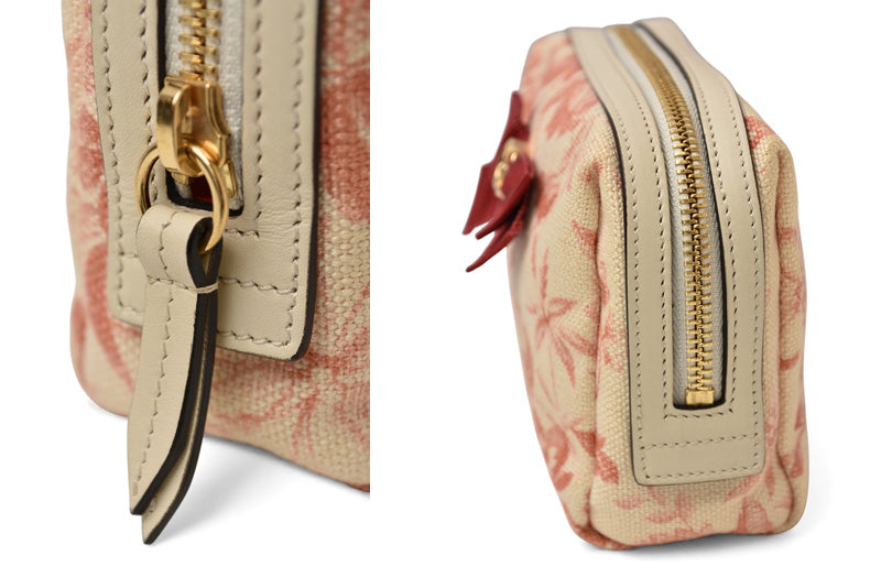 グッチ ポーチ 日本限定 未使用 GUCCI GGマーモント/ハーバーリウム 化粧ポーチ フラワー/リボン ホワイト/ピンク 442690【中古】