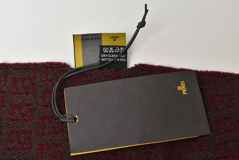 フェンディ マフラー FENDI ウインタースカーフ ウール100% FFロゴ バーガンディ【中古】