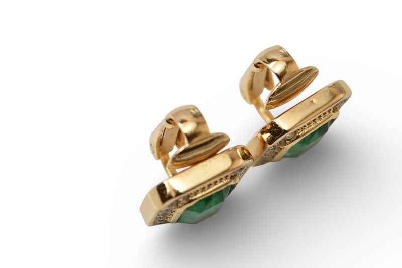 クリスチャンディオール イヤリング Christian Dior ヴィンテージ ラインーストーン グリーン/ゴールド【中古】