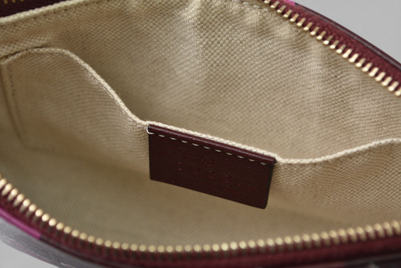 グッチ ポーチ GUCCI バンブー 化粧ポーチ ハートモチーフ ボルドー/ピンク 338815【中古】
