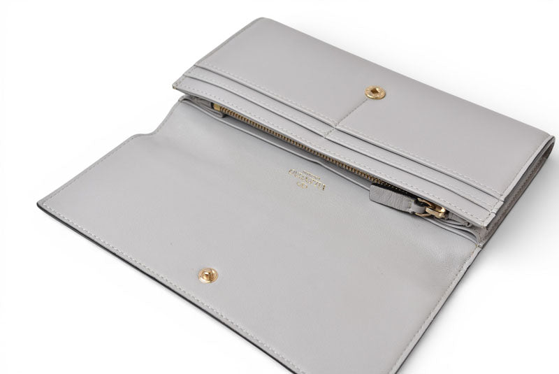 ヴァレンティノ 財布 VALENTINO 長財布 バレンチノ ロックスタッズ ライトグレー メンズ/レディース【中古】