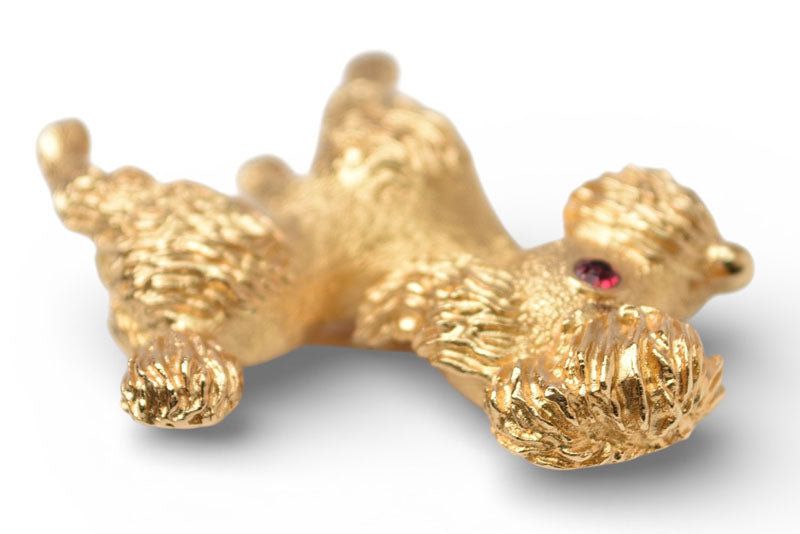 クリスチャンディオール ピンブローチ Christian Dior ヴィンテージ トイプードル 犬モチーフ ラインストーン ゴールド【中古】