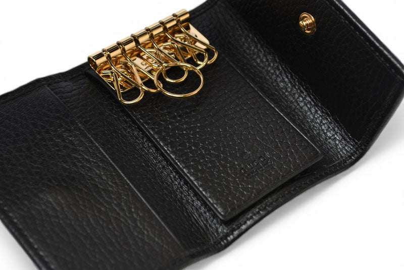 グッチ キーケース/キーホルダー GUCCI 6連 ダブルG 456118 CAO0G 1000 ユニセックス ブラック【中古】