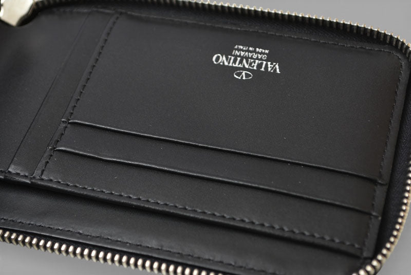 ヴァレンティノ 財布 VALENTINO 折財布 バレンチノ 二つ折り VLTN ロゴ Y2P0P90 ネックホルダー ブラック メンズ/レディース【中古】