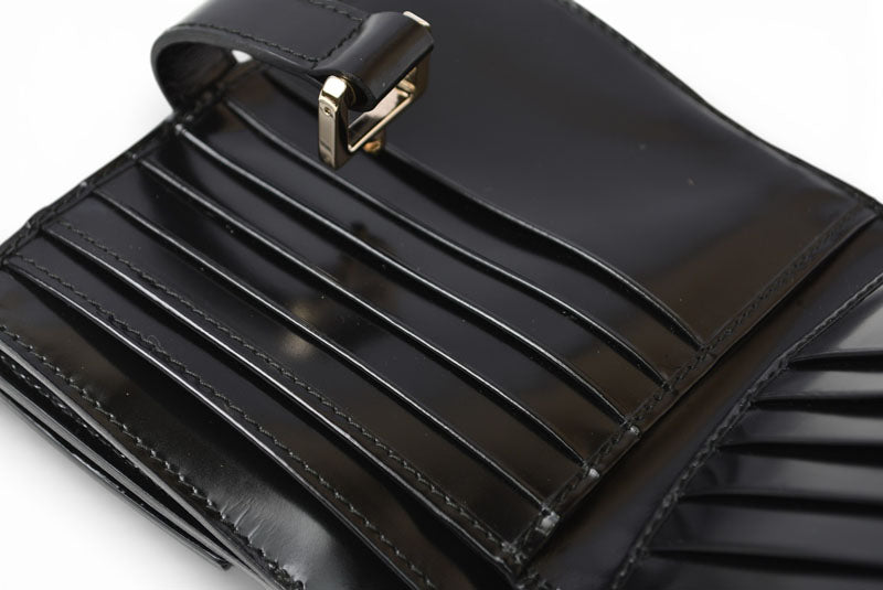 グッチ 財布 未使用 GUCCI ヴィンテージ 折財布 035.3731 エナメル ブラック【中古】