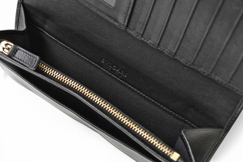 ブルガリ 財布 BVLGARI ブルガリ・ブルガリ レザー ブラック ゴールド金具 33625 【中古】