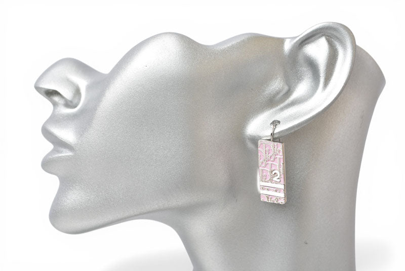 クリスチャンディオール ピアス Christian Dior トロッター ライトピンク/シルバー【中古】