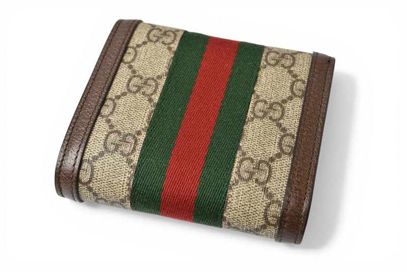 グッチ 未使用 財布/二つ折り GUCCI オフィディア 735579 96IWG 8745 ベージュ エボニー GGスプリーム レディース/メンズ【中古】
