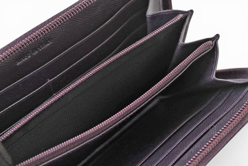 プラダ アウトレット 財布 PRADA 長財布/ラウンドファスナー M506 SAFFIANO/スート PRUGNA【中古】