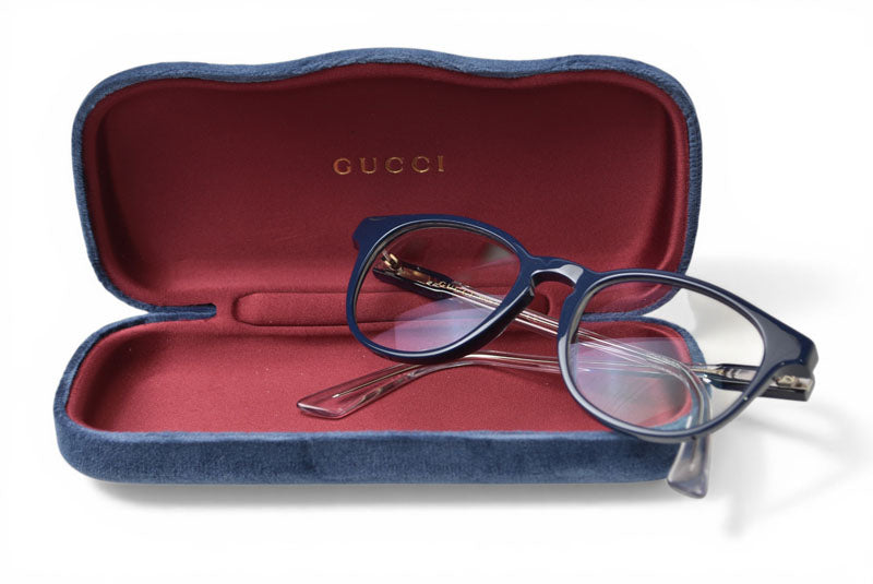 グッチ アイウェア/眼鏡/メガネ フレーム 近視用レンズ入 GUCCI GG0491O 004 140 ネイビー/クリア【中古】