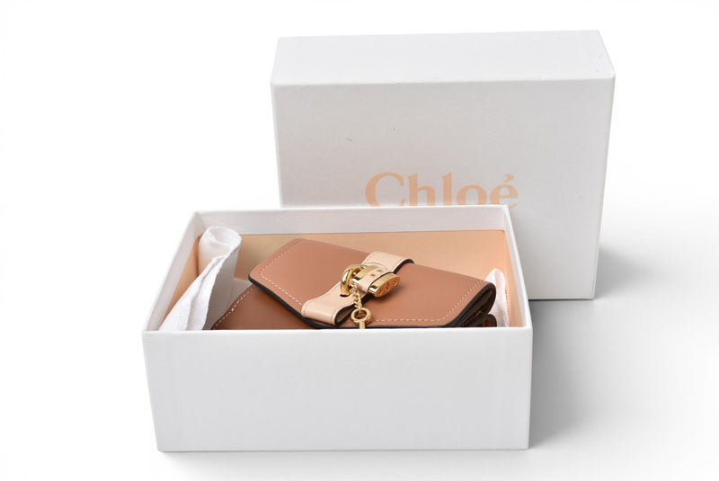 クロエ ミニ財布/ミニウォレット Chloe 折財布 ABY/アビー スモールトリフォールドウォレット ブラウンマルチ【中古】
