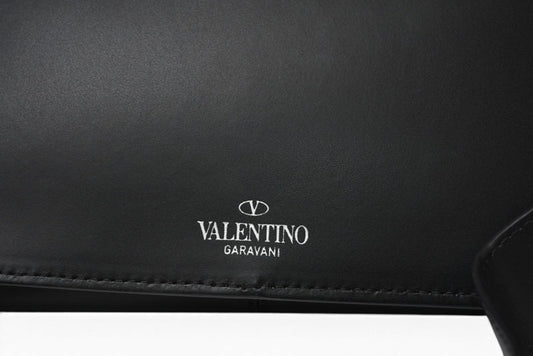 VALENTINO ヴァレンティノ レザー ベルトバッグ/ボディバッグ メンズ ブラック ホワイト 2Y2B0719 WJW ウエストバッグ クロスボディ【中古】