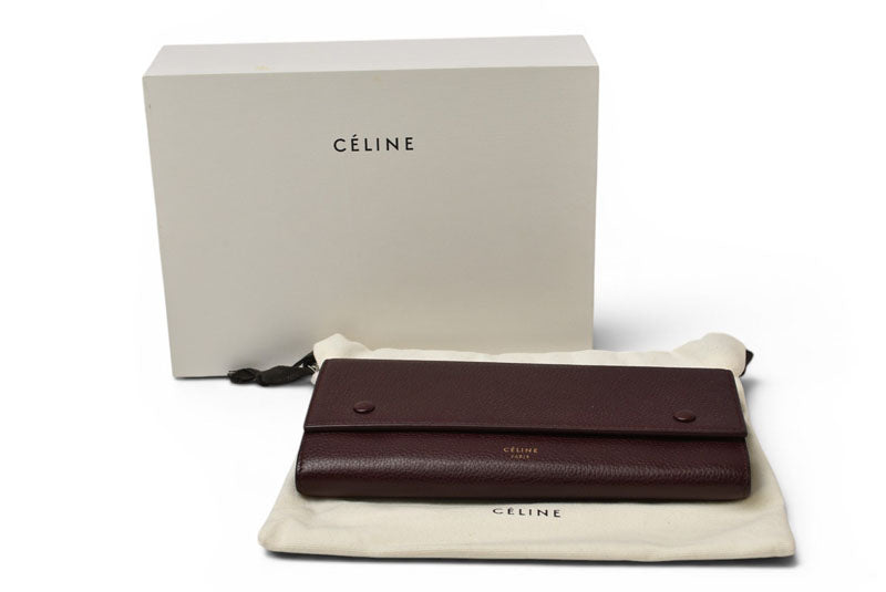 セリーヌ 財布 CELINE 長財布/ラージフラップ マルチファンクション ワイン 101673AFE.28WN【中古】