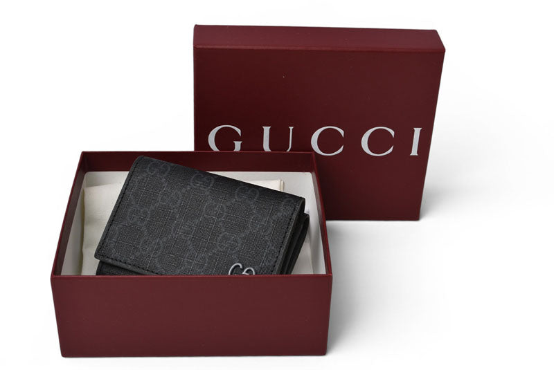 グッチ 未使用 ミニ財布/三つ折り GGディテール GUCCI 折財布 GGスプリーム 769225 ブラック/グレー【中古】