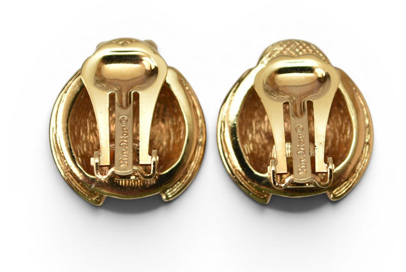 クリスチャンディオール イヤリング Christian Dior ヴィンテージ アクセサリー ラインストーン テントウムシ レッド/ゴールド【中古】
