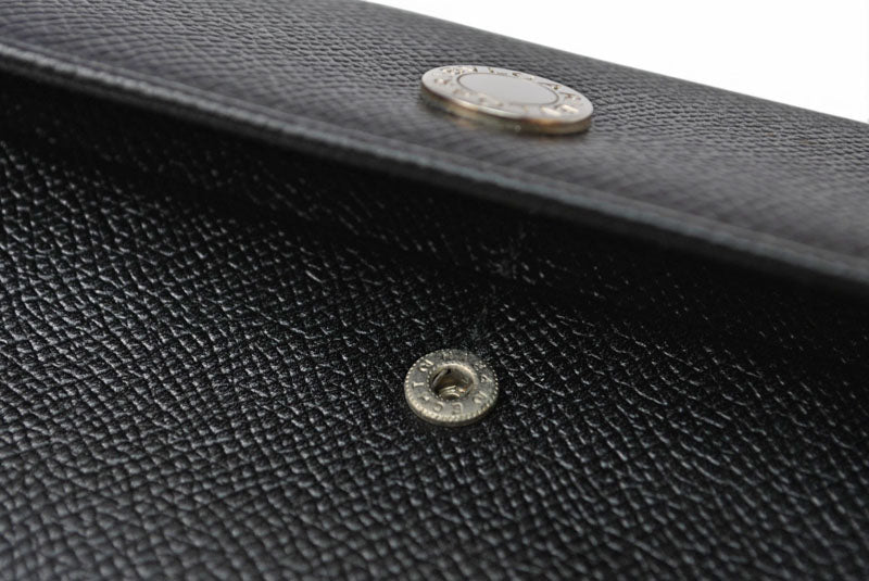 ブルガリ クラシコ BVLGARI 二つ折り 長財布 グレインレザー ブラック シルバー金具 20911【中古】