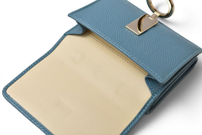 ブルガリ 財布 BVLGARI ブルガリブルガリ 三つ折り財布 コンパクトウォレット ターコイズブルー レザー【中古】