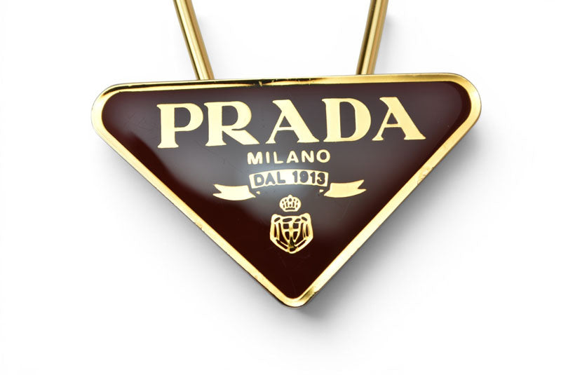 プラダ キーリング/キーホルダー PRADA トライアングル ボルドー/ゴールド M285【中古】