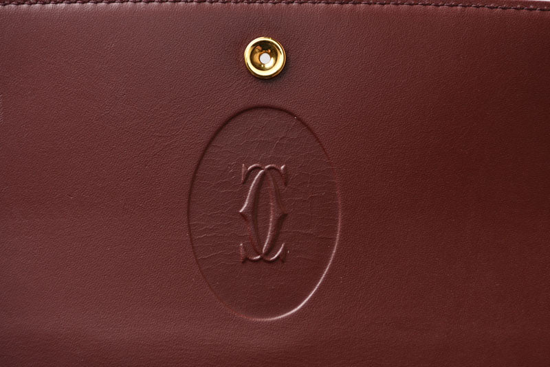カルティエ ショルダーバッグ ヴィンテージ 2way Cartier マスト ドゥカルティエ フラップ レザー ボルドー レディース【中古】