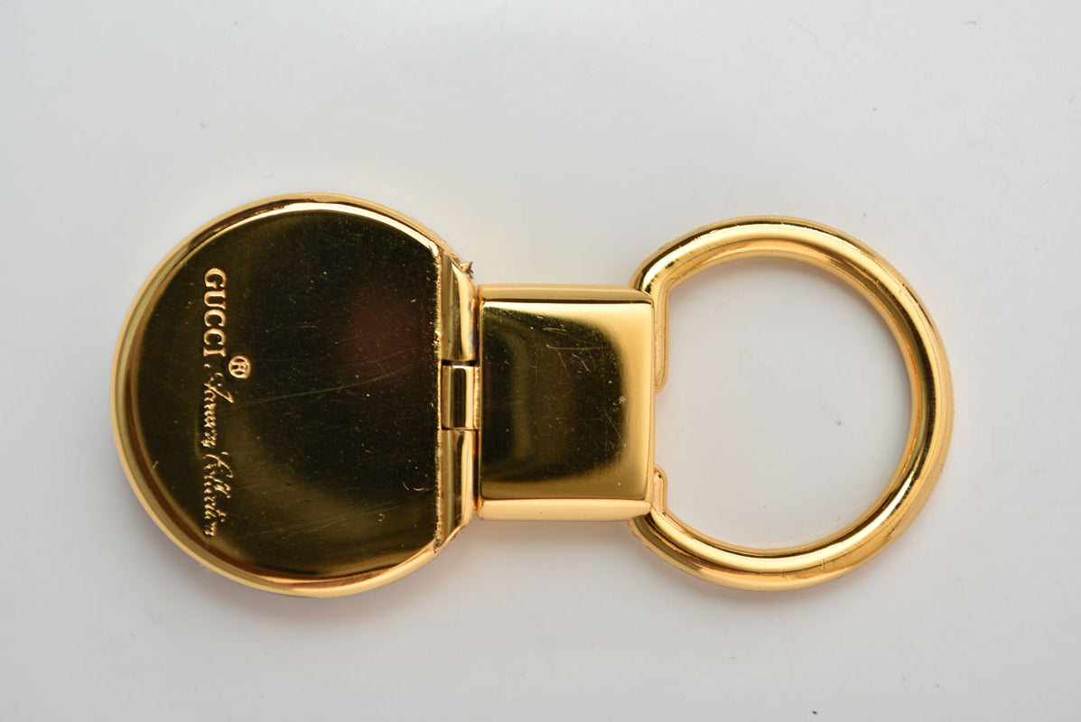 グッチ キーリング/キーホルダー GUCCI ヴィンテージ インターロッキング ボルドー/ゴールド【中古】