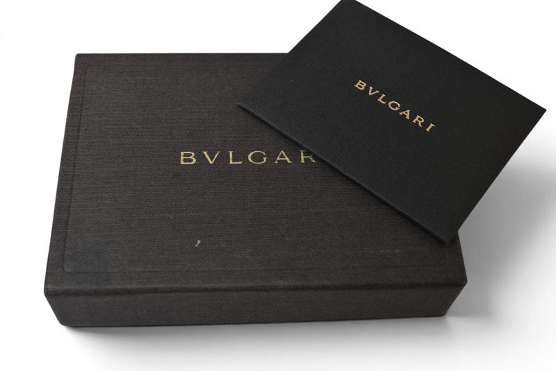 ブルガリ カードケース/名刺入れ メンズ グレインレザー ブラック BVLGARI 26242【中古】