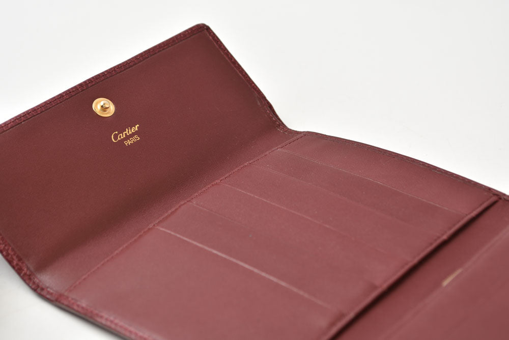 カルティエ 折財布/三つ折り ヴィンテージ Cartier がま口財布 マスト ドゥ カルティエ ボルドー 【中古】