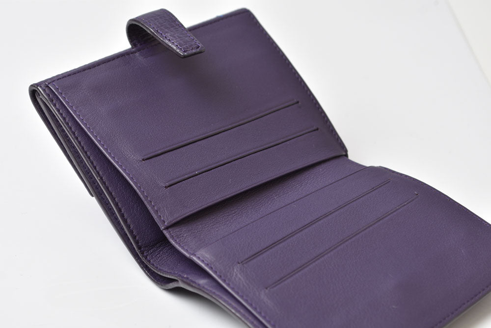 ロエベ 財布 LOEWE 三つ折り財布 アナグラム トリフォルド パープル【中古】