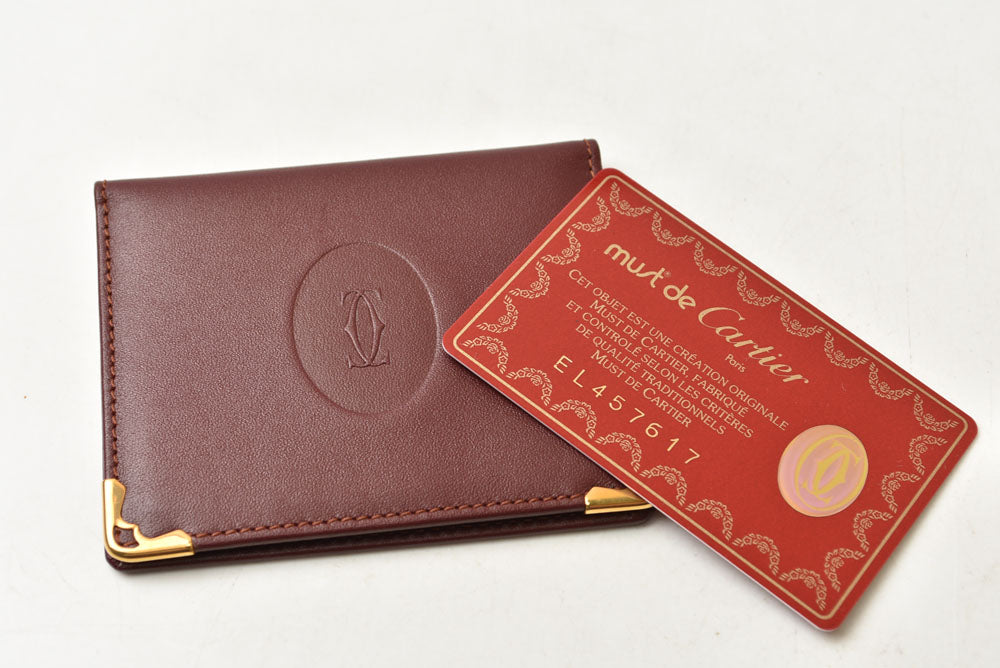 カルティエ カードケース/ハンドミラー ノベルティ Cartier ヴィンテージ マスト ドゥ カルティエ ボルドー【中古】