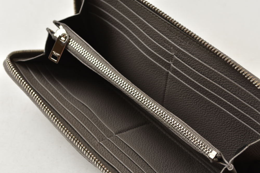 サンローラン パリ 財布 SAINT LAURENT PARIS リヴ ゴーシュ フルジップウォレット ラウンドファスナー長財布 414680 レザー グレー YSL イヴサンローラン【中古】