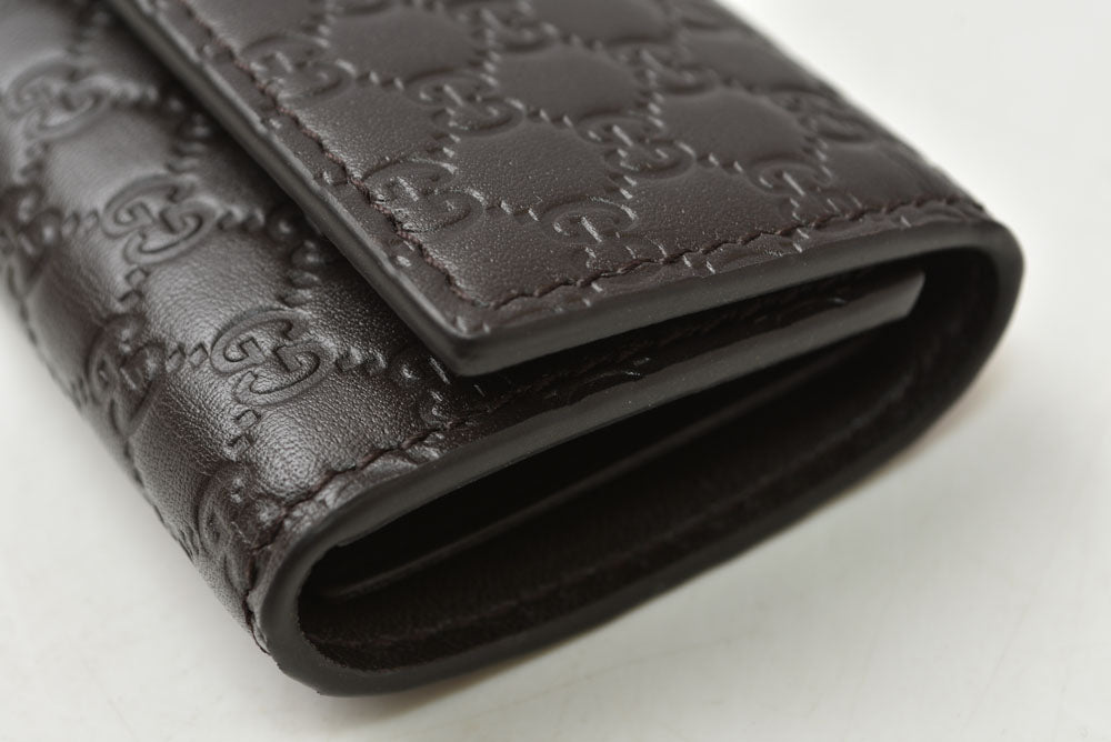 グッチ 未使用 キーケース/キーホルダー GUCCI 6連 マイクログッチシマ ユニセックス ダークブラウン アウトレット【中古】