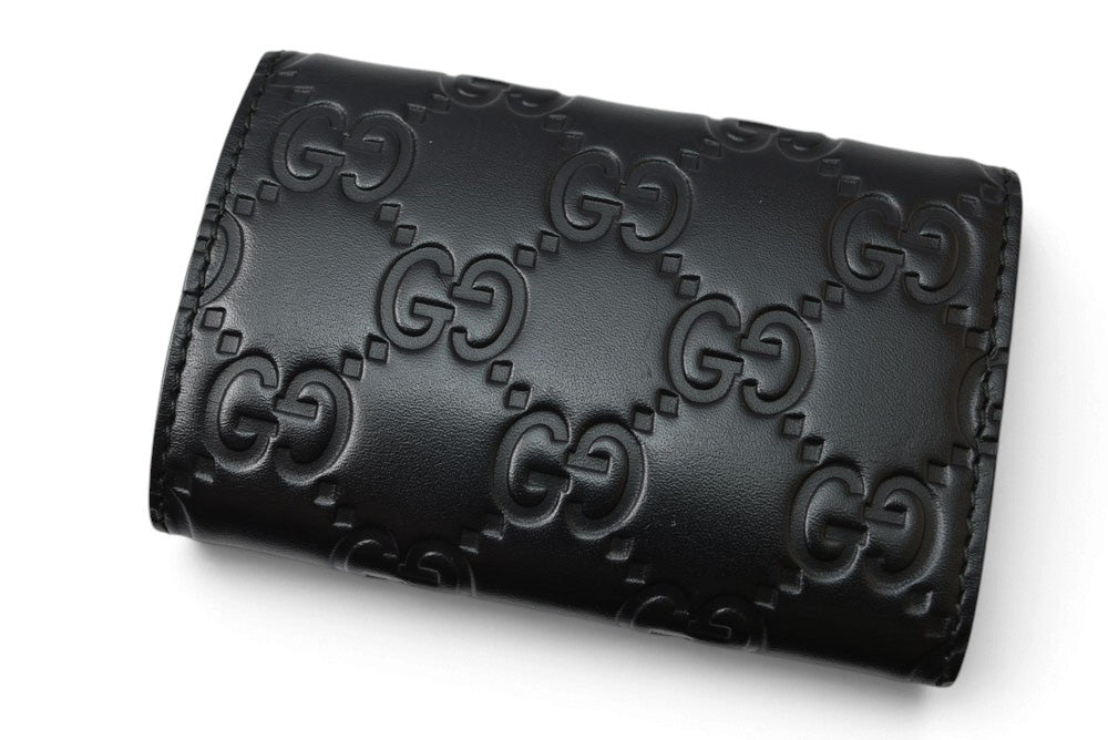 グッチ 未使用 キーケース/キーホルダー GUCCI 6連 グッチシマ レザー ブラック 138093【中古】