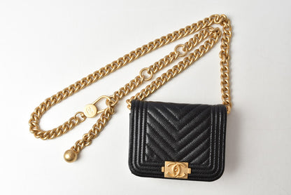 シャネル ベルトバッグ/コインケース/チェーンポーチ CHANEL ボーイシャネル ブラック/ゴールド金具 AP2709 B07913 94305