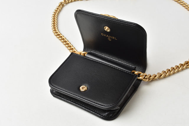 シャネル ベルトバッグ/コインケース/チェーンポーチ CHANEL ボーイシャネル ブラック/ゴールド金具 AP2709 B07913 94305