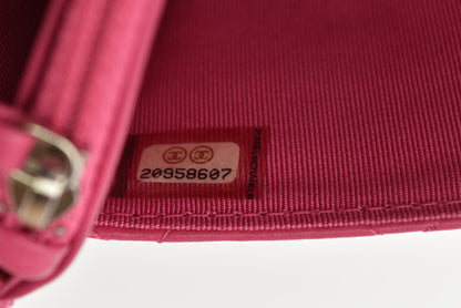 シャネル チェーンウォレット/ショルダーバッグ/長財布/クラッチ CHANEL ラムスキン ピンク シルバー金具