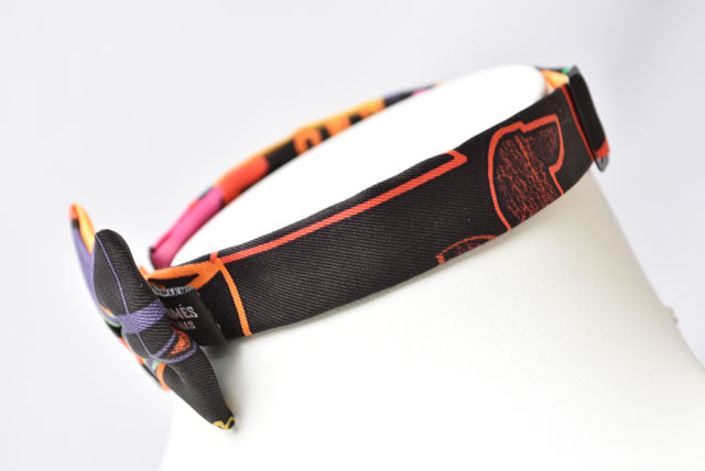 エルメス 蝶ネクタイ HERMES ボウタイ チョウタイ リボン バッグチャーム ブラック/パープルマルチ