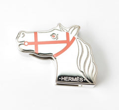 エルメス スカーフリング/スカーフホルダー HERMES ツイリーリング カドリージュ/馬 オレンジ/シルバー