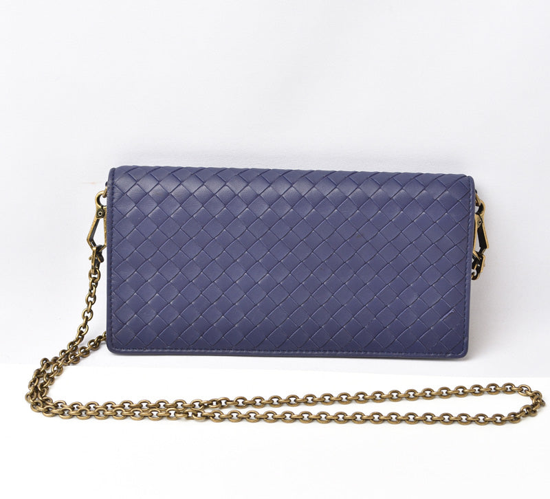 ボッテガヴェネタ 長財布/チェーンウォレット/クラッチバッグ/スマホ収納 BOTTEGA VENETA イントレチャート ブルーアトランティコ