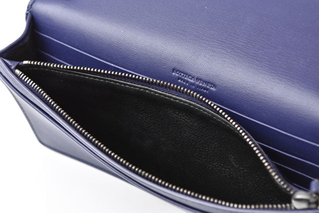 ボッテガヴェネタ 長財布/チェーンウォレット/クラッチバッグ/スマホ収納 BOTTEGA VENETA イントレチャート ブルーアトランティコ