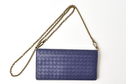 ボッテガヴェネタ 長財布/チェーンウォレット/クラッチバッグ/スマホ収納 BOTTEGA VENETA イントレチャート ブルーアトランティコ
