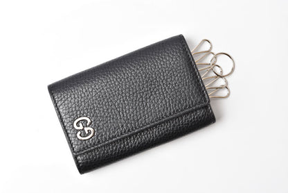 グッチ キーケース/キーホルダー GUCCI 6連 レザー GGロゴ ブラック/シルバー 473924