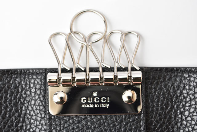 グッチ キーケース/キーホルダー GUCCI 6連 レザー GGロゴ ブラック/シルバー 473924