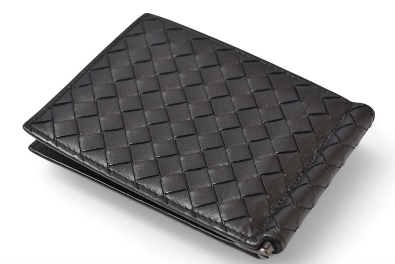 ボッテガヴェネタ 財布/マネークリップ BOTTEGA VENETA 折財布/札入れ カーフ 123180 ブラック【中古】