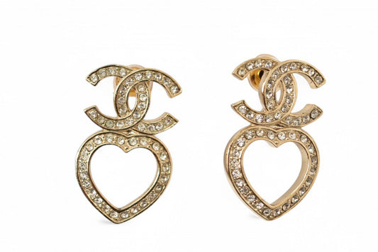 シャネル ピアス アクセサリー CHANEL CCマーク/ハートモチーフ ラインストーン ゴールド【中古】