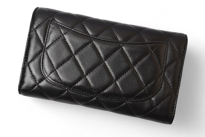 シャネル 財布 三つ折り CHANEL 財布 A31506 タイムレスクラシック マトラッセ/キャビアスキン ブラック【中古】