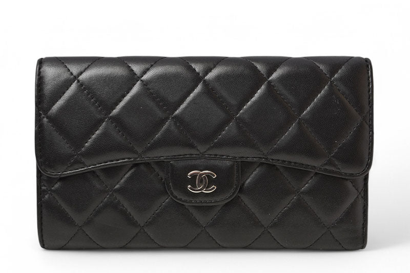 シャネル 財布 三つ折り CHANEL 財布 A31506 タイムレスクラシック マトラッセ/キャビアスキン ブラック【中古】
