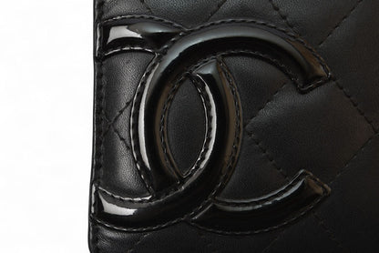 シャネル カードケース/名刺入れ CHANEL カンボンライン レザー ブラック/ブラック【中古】