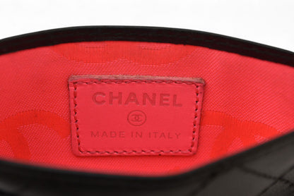 シャネル カードケース/名刺入れ CHANEL カンボンライン レザー ブラック/ブラック【中古】