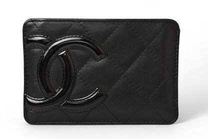 シャネル カードケース/名刺入れ CHANEL カンボンライン レザー ブラック/ブラック【中古】